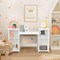 Costway Vanity Table Set Makeup Dressing Kids Girls Study Table Tri Folding Mirror WhitePink